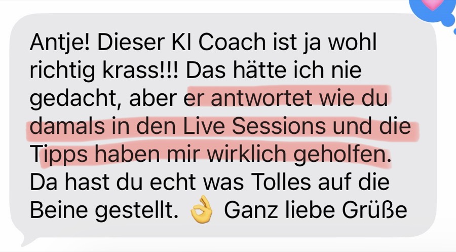 Nachricht einer Mama über Antje’s Schlafcoach
